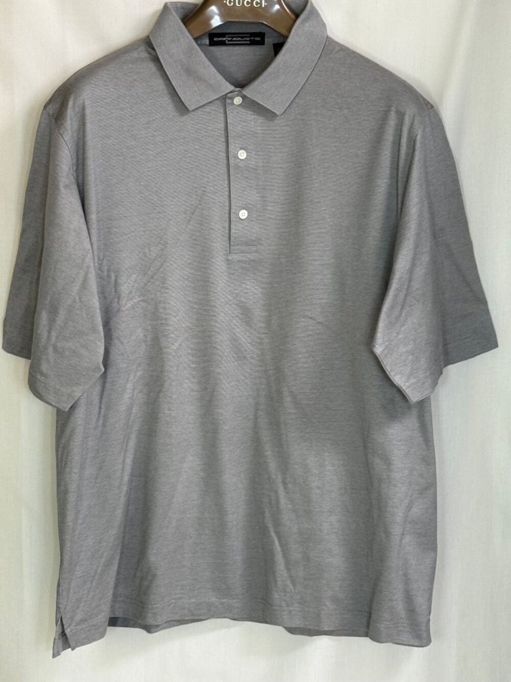 Carnoustie Men's Short Sleeves w/ Collar Pinstripe Weave Polo Shirt - Gray - XL